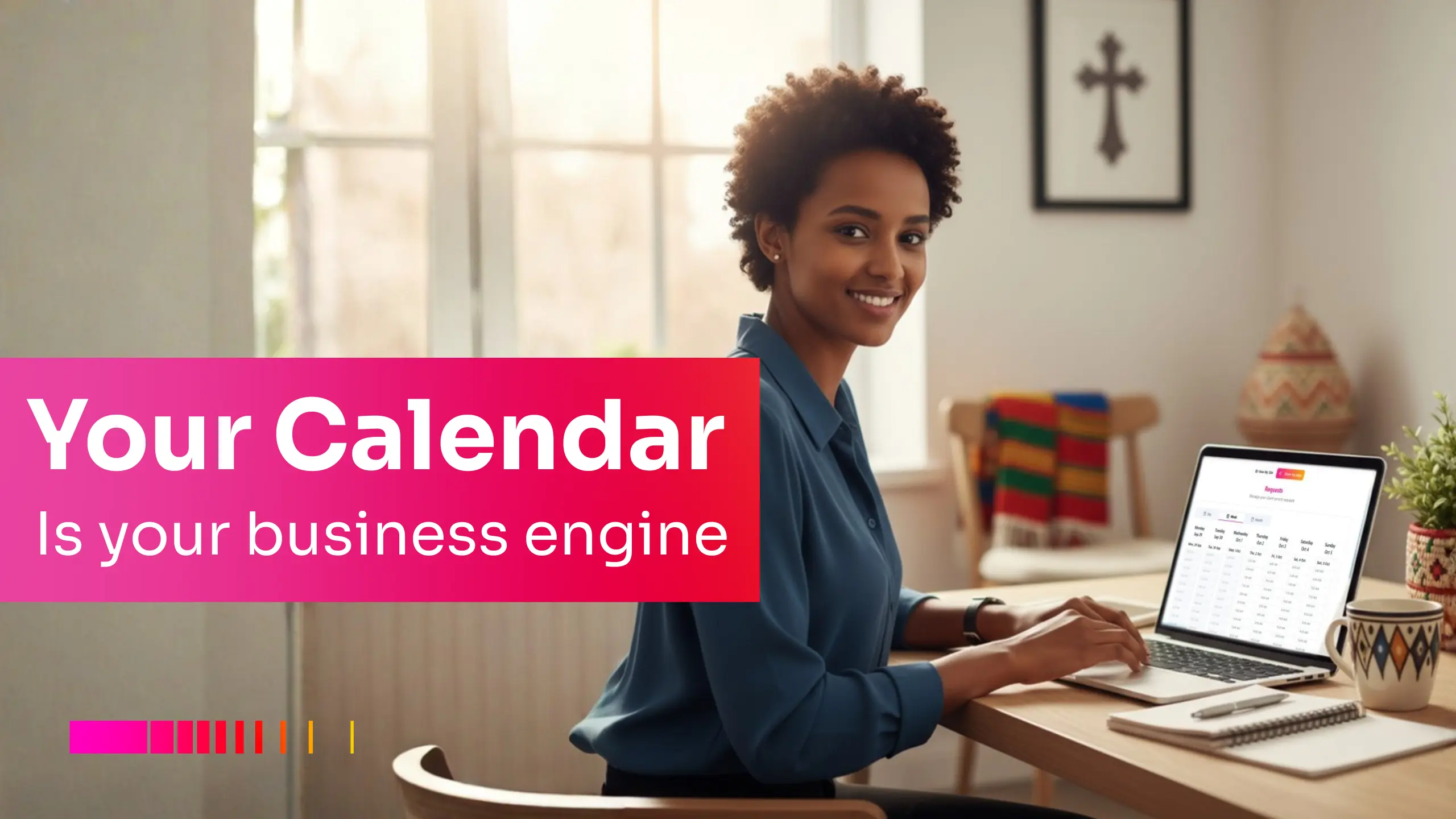 Freelancer in Ethiopia using a booking calendar on a laptop — showing how to schedule online appointments in Ethiopia.