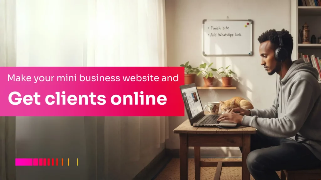 How to Make a Mini Business Website in Ethiopia – freelancer working online to get clients.