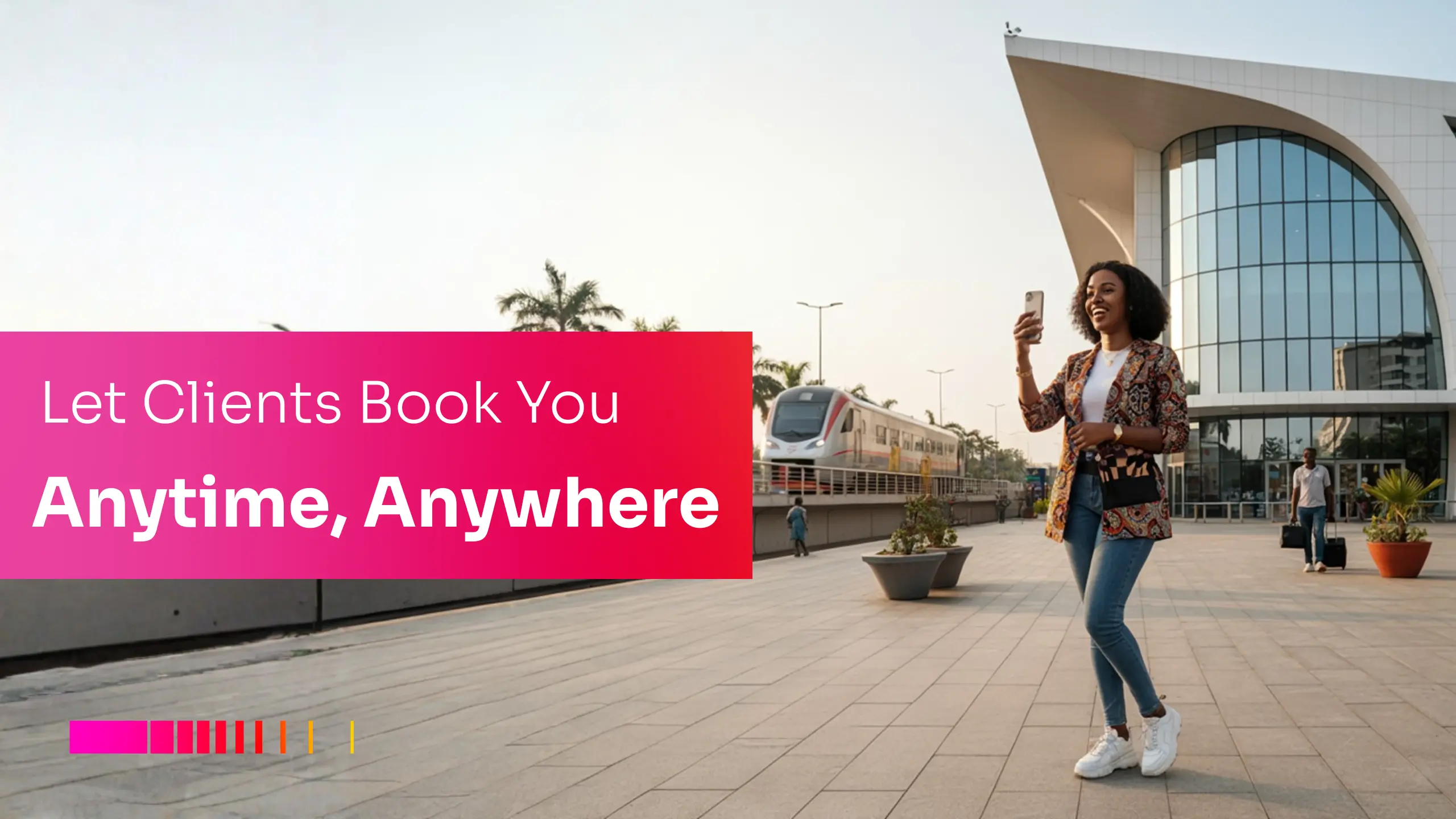 Freelancer using phone to book appointments online in Kenya anytime anywhere.
