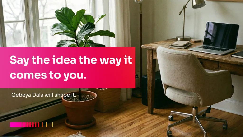 Voice to Text App experience on Gebeya Dala for building apps by speaking