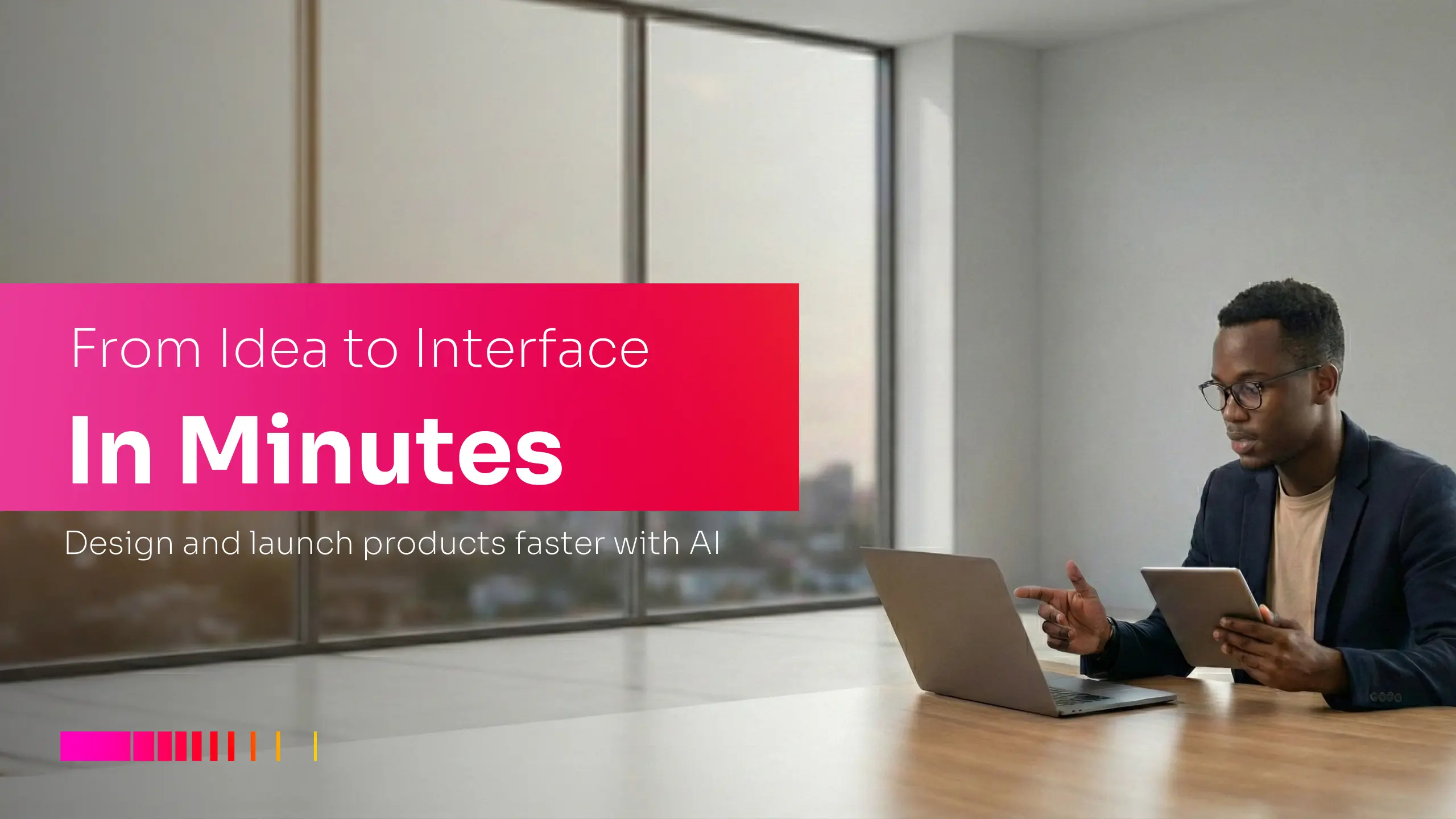 AI UI UX generator helping Kenyan founder design app interface on laptop