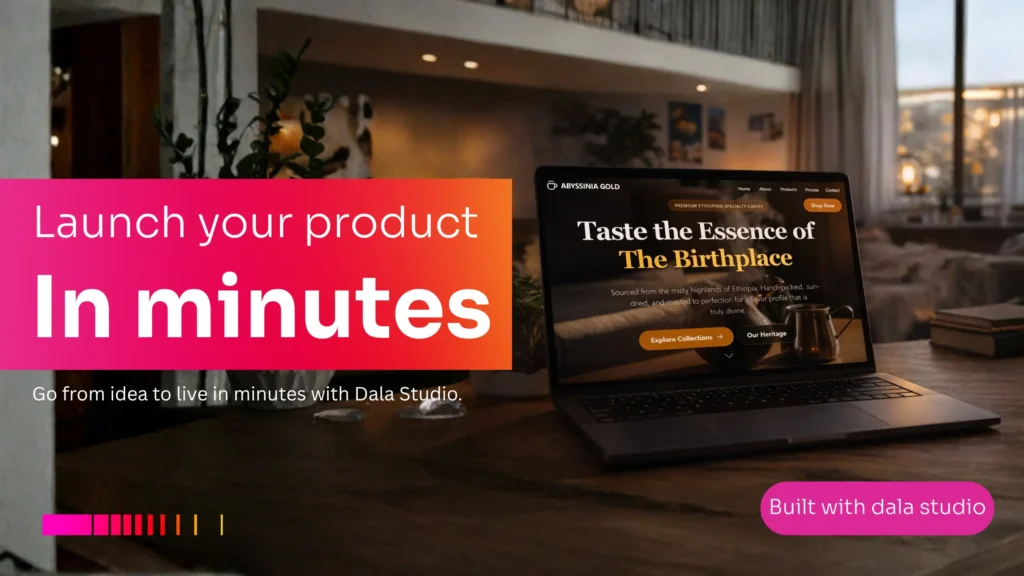 No-code product launch Ethiopia with AI app builder Gebeya Dala Studio